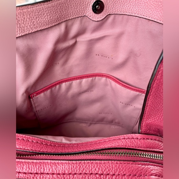 Coach Dark Pink Edie Shoulder Bag w/ Light Pink Interior - Picture 12 of 16